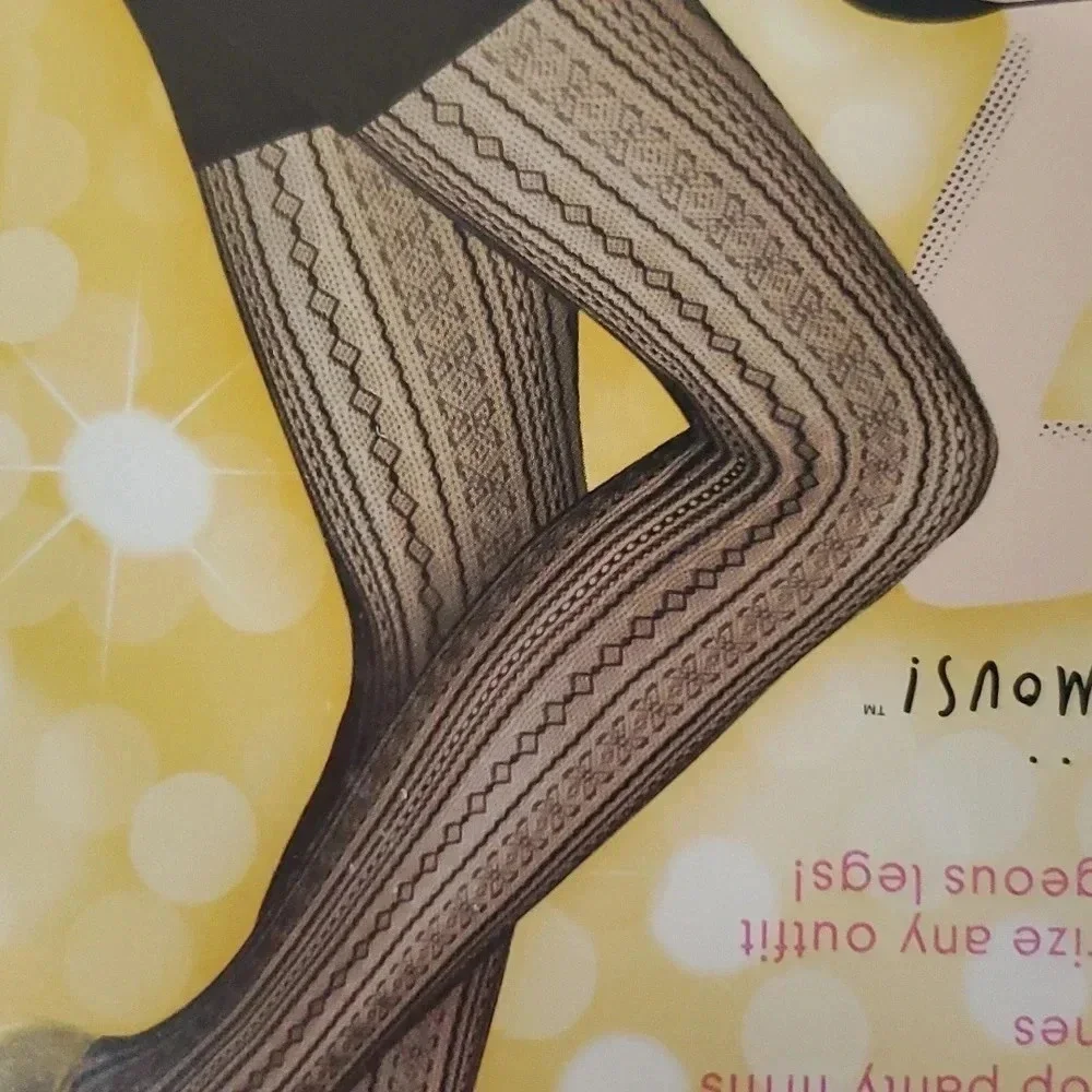 Star Power by Spanx Open Weave Shaping Tights in Black Women's Size D NWT